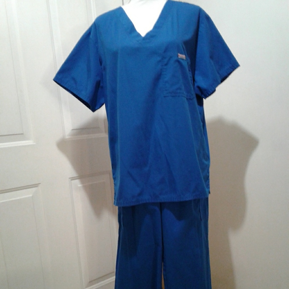 🌺 Like New Cherokee Workwear Blue Scrub Set - Picture 1 of 6